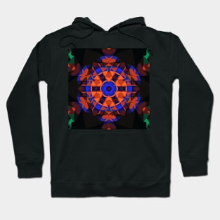 Retro Mandala Flower Orange and Blue Hoodie